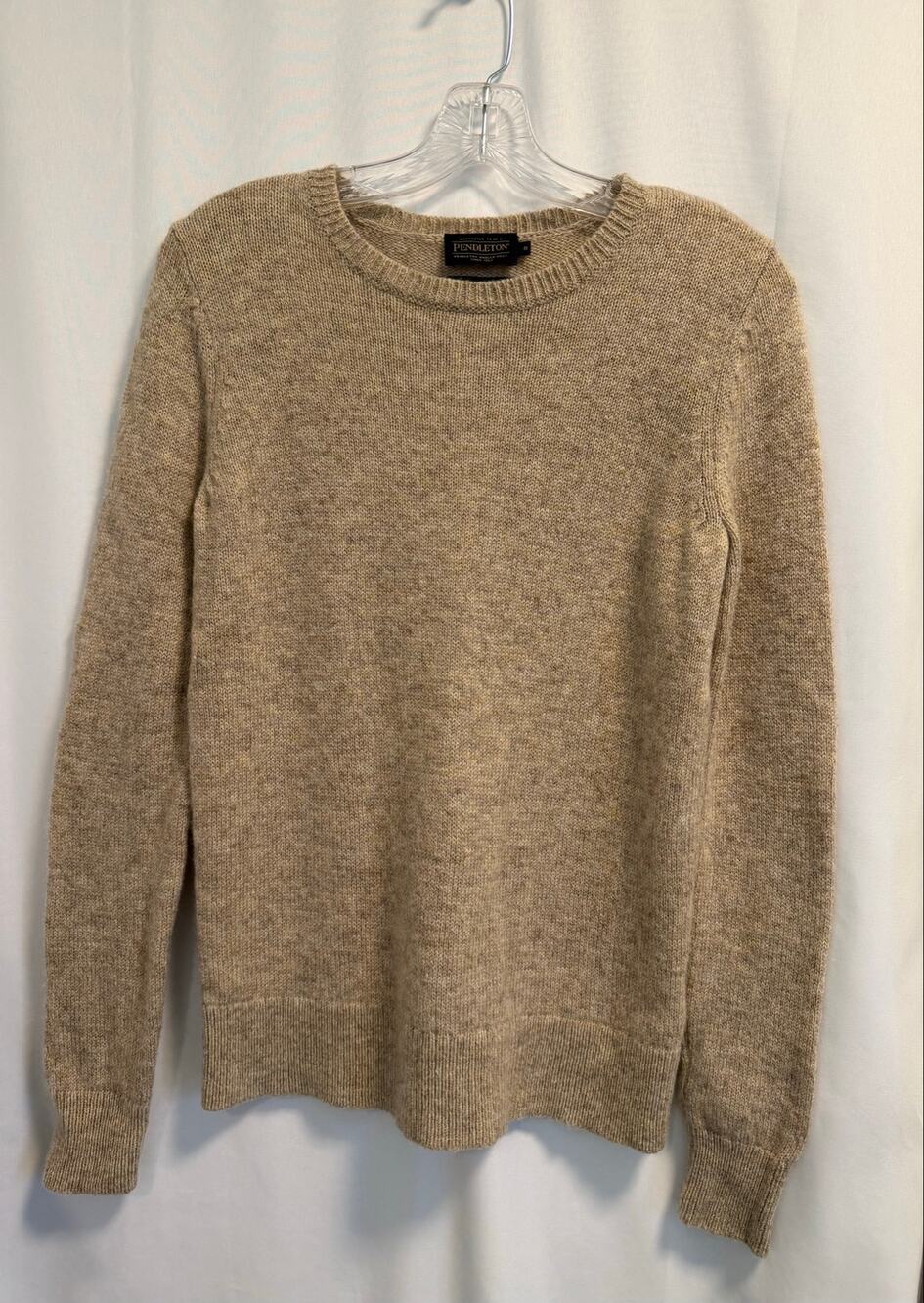 Pendelton Women’s Washable Wool Heritage Crew Tan Beige-S